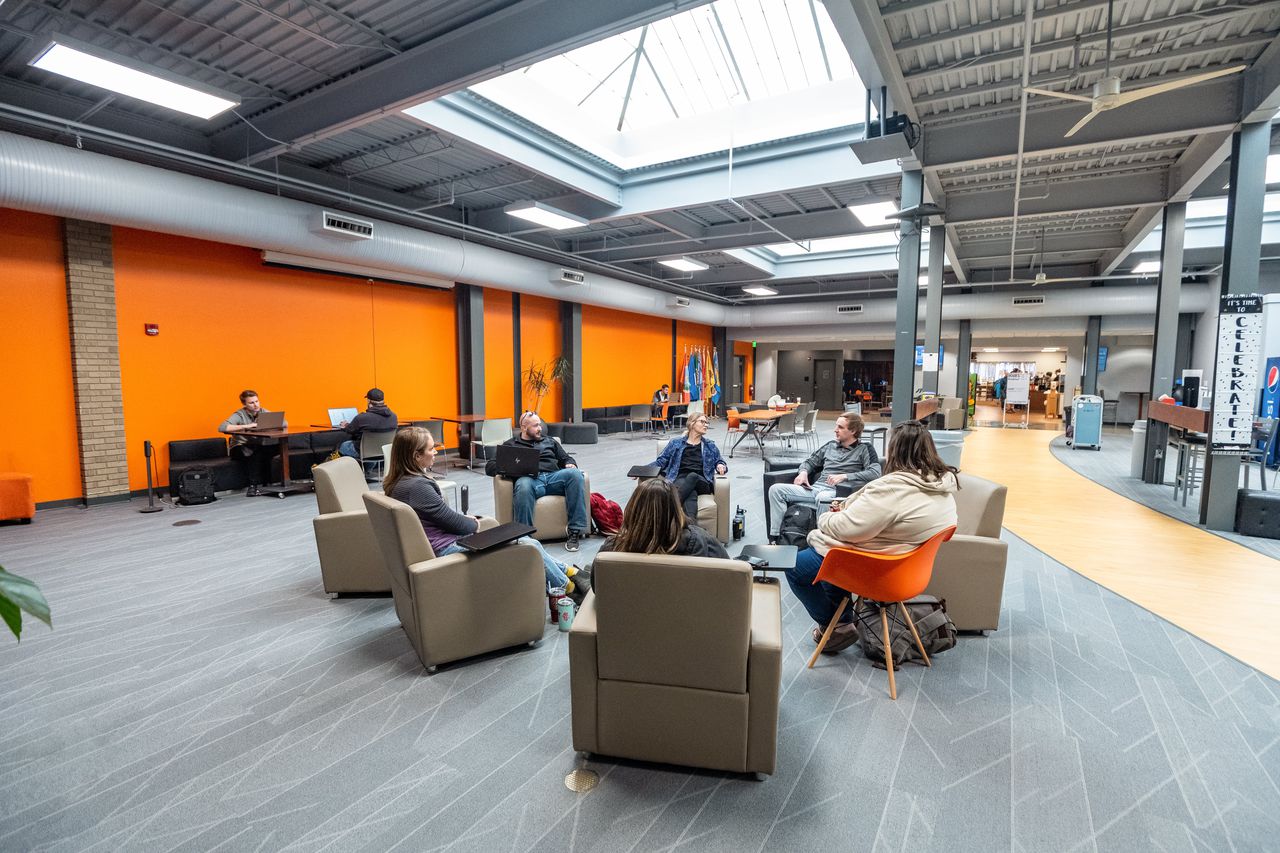 Students talking in the Donaldson Campus commons
