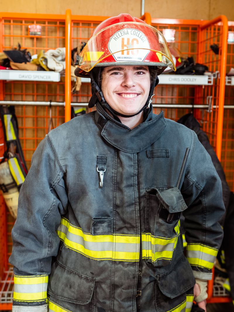 Fire and rescue student in full turnout gear